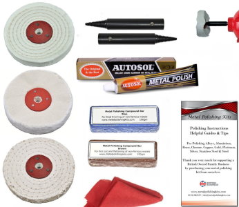 Bench Grinder Add-On Metal Polishing Kit - 100mm + Autosol Polish