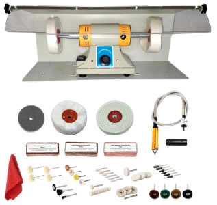 350W Jewellery Polishing Machine In A Cabinet With A flexible Drive Shaft Polishing Kit