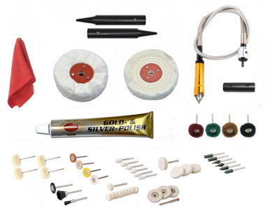 Bench Grinder Jewellery Add-On Polishing Kit With Flexible Drive Shaft & Autosol Gold Polish