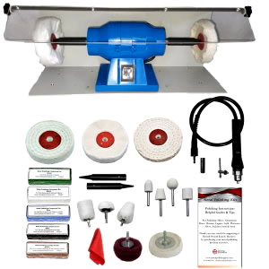 150W Bench Grinder Metal Polishing Machine In A Metal Cabinet With Flexible Drive Shaft