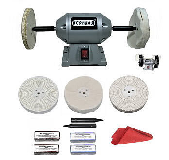 250W Bench Grinder Aluminium Polishing Machine With Short Spindle Adapters