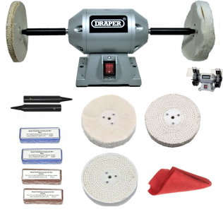 250W Bench Grinder Aluminium Polishing Machine With Long Version Spindle Adapters