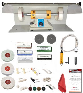 350W Bench Grinder Metal Polishing Machine In A Metal Cabinet With Flexible Drive Shaft