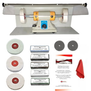 350W Bench Grinder Metal Polishing Machine In A Metal Cabinet
