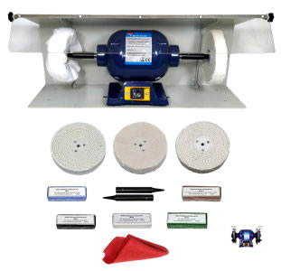 370W Bench Grinder Metal Polishing Machine In A Metal Cabinet
