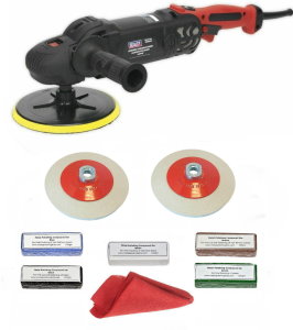 Sealey Polisher With Felt Disc Metal Polishing Kit