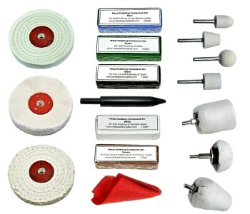 Aluminium, Stainless Steel Polishing Kit 4 inch with Felt Bobs and Cotton Mops